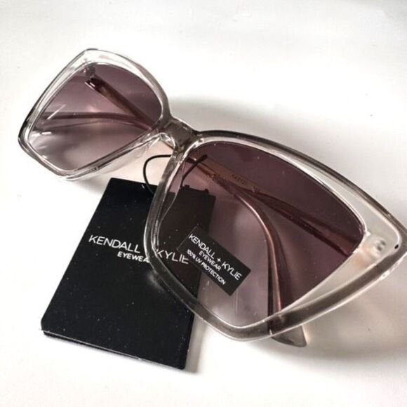 NWT Kendall+Kylie Charlotte Womens‎ Cat Eye Polarized Sunglasses Gray Crystal - Picture 3 of 16